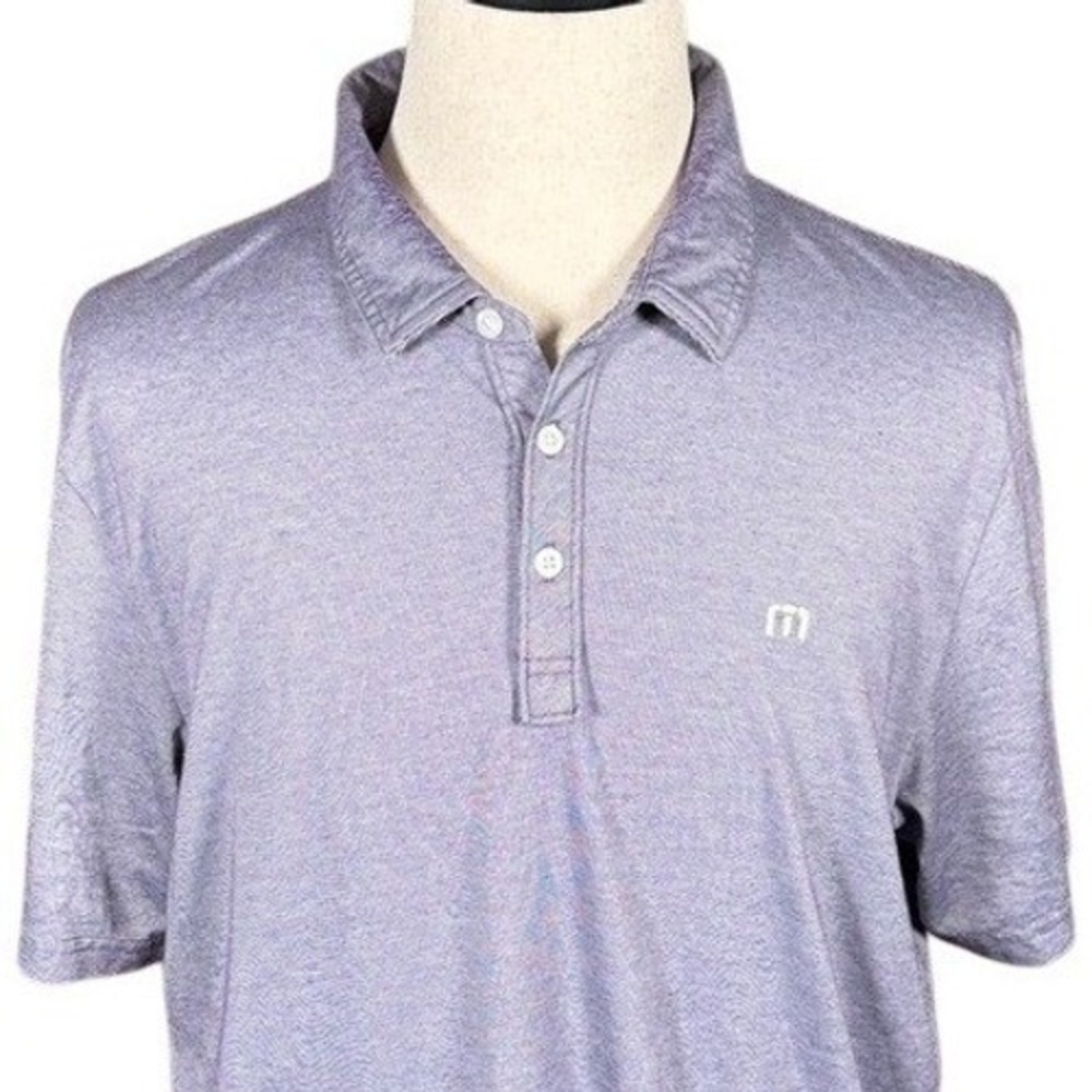 TravisMathew Mens XXL Purple Micro Stripe Pima Cotton Blend Polo Shirt Golf XXL